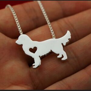 Silver Golden Retriever Silhouette Necklace